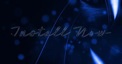 Glowing centered cursive Install Now text shimmering on digital splash screen, Stock Photos