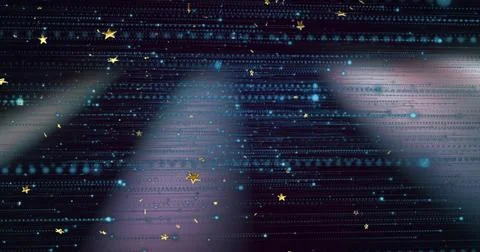 Glowing central bluish triangle lighting abstract backdrop, with gold star 스톡 일러스트