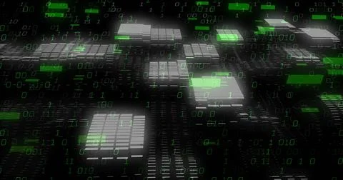 Glowing central microchip platform pulsing over virtual circuit board, with Stock Illustration
