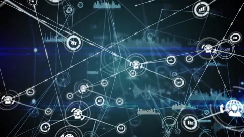 Glowing central node appearing, extending links, chart nodes linking, showing 스톡 동영상 310318243