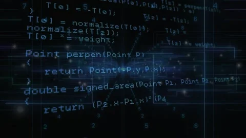 Glowing central node initiating declarations, API methods and geometry Stock Footage 319682484