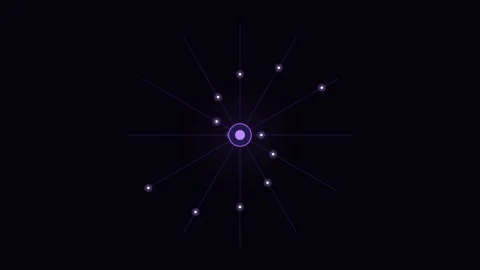 A glowing central node surrounded by connected points on a black background Stock Footage 339618681