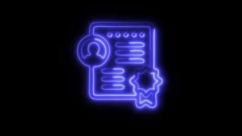 Glowing Certificate Icon in HD Video Neon Animation Vídeos de archivo 304555025