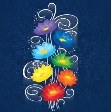 Glowing Chakras lotuses Stock Illustration