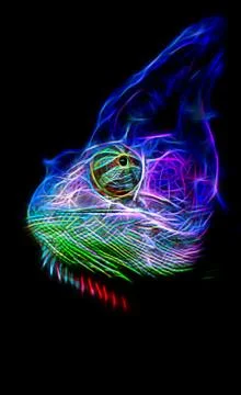Glowing chameleon head using digital art Stock Photos