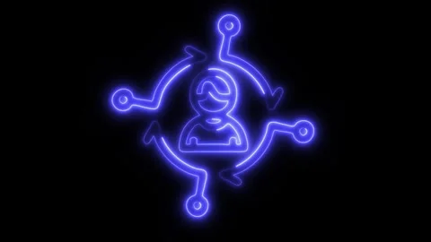 Glowing Channels Icon in HD Video Neon Animation Vídeos de archivo 304555215