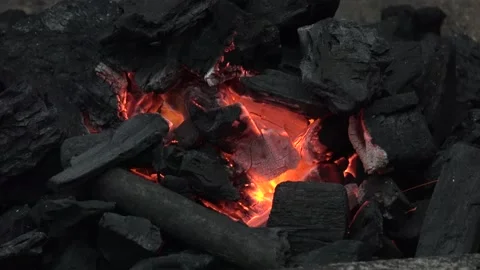 Glowing Charcoal #1 close-up Stock Footage 133519359