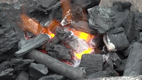 Glowing Charcoal #2 close-up Stock Footage 133519687