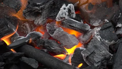Glowing Charcoal #3 close-up Stock Footage 133519946