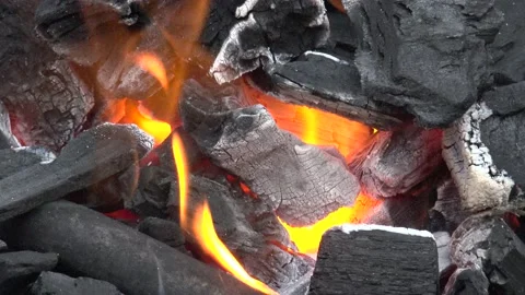 Glowing Charcoal #4 close-up Stock Footage 133520026