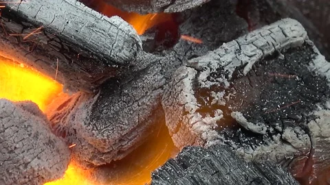 Glowing Charcoal #6 close-up Stock Footage 133520609