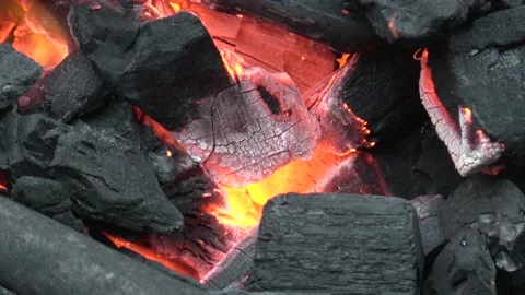 Glowing Charcoal #7 close-up Stock Footage 133520804