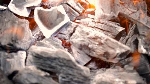 Glowing Charcoal In The Grill Stock Footage 83274122