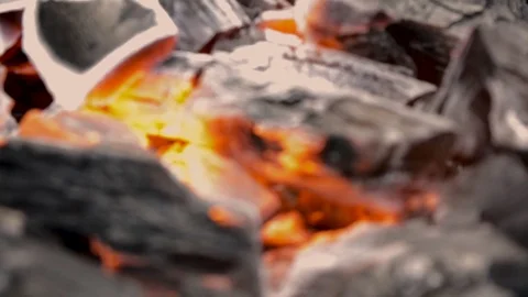 Glowing Charcoal In The Grill Stock Footage 83275831