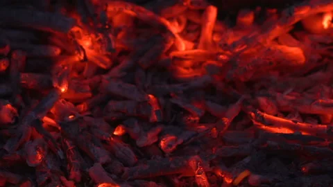 Glowing charcoal with sparks Stock Footage 95796628