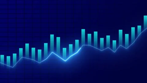 Glowing chart on dark grid, ideal for financial animations. Stock Footage 286410623