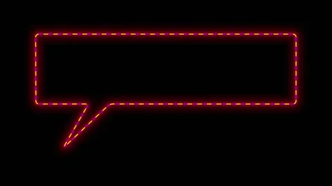 Glowing chat message neon visual bright speech box, colorful light border, black Stock Footage 340572612
