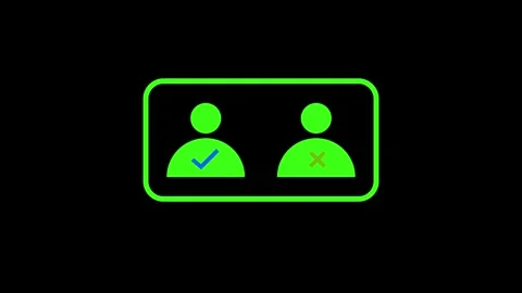 Glowing check and reject man icon animation Isolated on Black Background Stock Footage 321011999