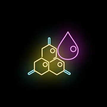 Glowing chemical molecule structure and liquid drop Stock Illustration