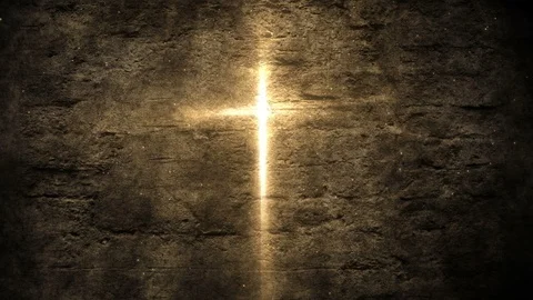 Glowing Christian Cross on Dark Texture Background Video stock 88573699