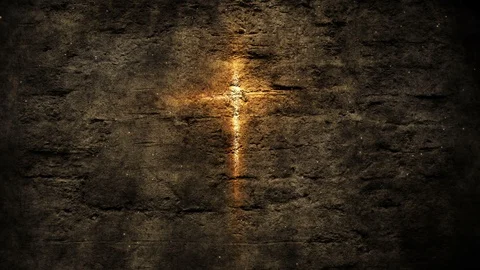 Glowing Christian Cross on Dark Texture Background 库存影片 88574090