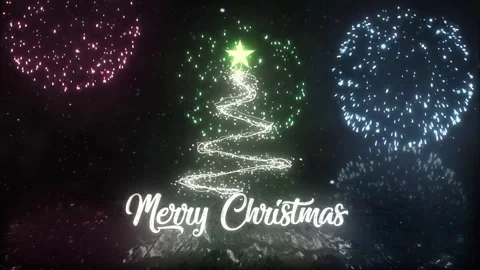 Glowing Christmas Tree Animation With Festive Fireworks Stock Footage 321307243