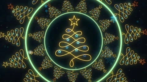 Glowing Christmas Tree Circle Background 库存影片 348035035