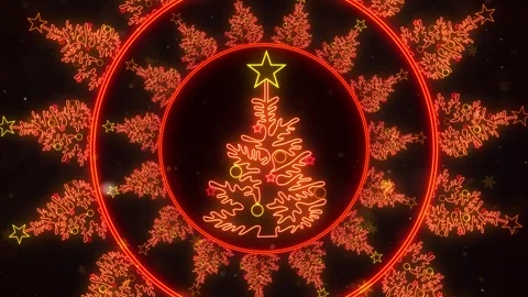 Glowing Christmas Tree Circle Background 库存影片 348035042