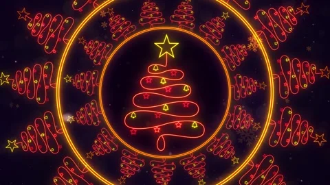 Glowing Christmas Tree Circle Background 库存影片 348035051