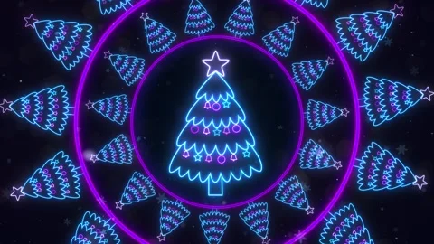 Glowing Christmas Tree Circle Background 库存影片 348035230