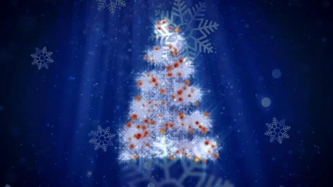 Glowing Christmas Tree with Red Baubles and Snow Stock Footage 336013837
