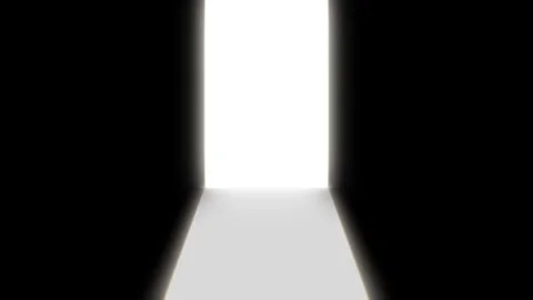 Glowing cinematic perspective door light opening animation with expanding. Stock Footage 336392998