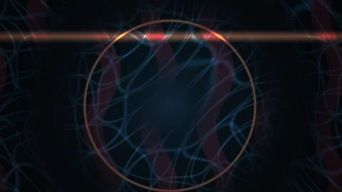 Glowing Circle Abstract Background with Colorful Neon Lines and Light Beam .. Stock Footage 343700690
