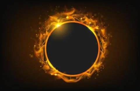 Glowing circle fire frame with particle abstract background Stock Illustration