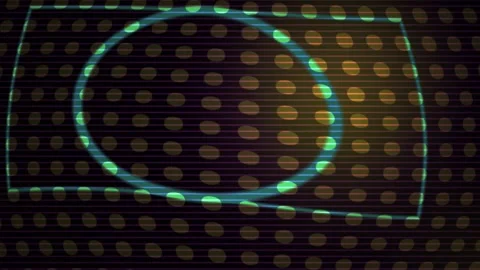 Glowing Circle Geometric Warp Motion on Dark Dotted Grid Background Stock Footage 343700741