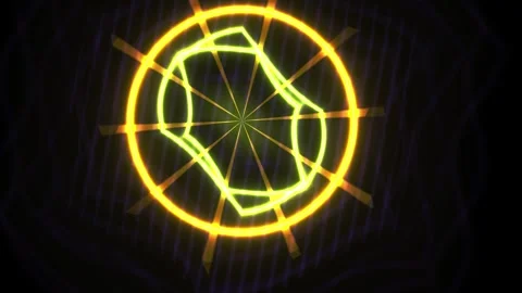 Glowing Circle with Neon Polygon in Abstract Motion Technology Animation Loop Stock Footage 343700851