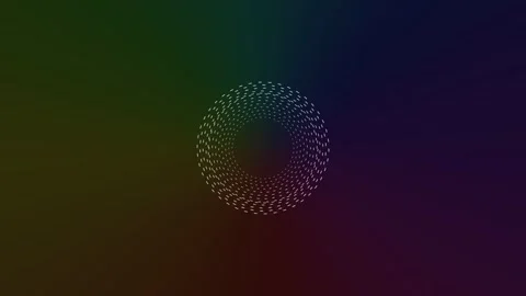 Glowing circle pattern spinning smoothly against a colorful gradient background Stock Footage 345860289