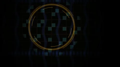 Glowing circle with pixels on black background. Stock Footage 335951773