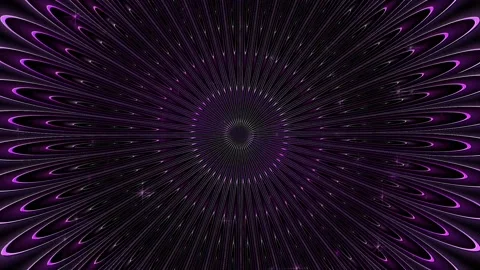A glowing circle stylized as a peacock's tail rotates Stock Footage 145188597