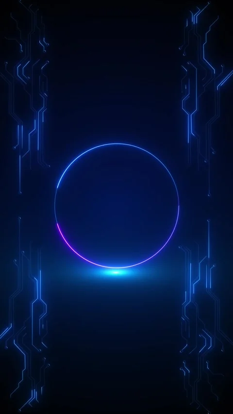 Glowing Circle Tech Circuit Interface circuit lines elements, futuristic for Stock Footage 314203038