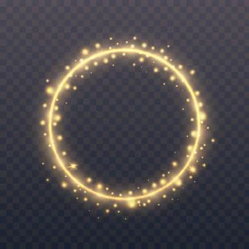 Glowing circle on transparent background. Gold ring with shining glitter. Round Stock-Illustration