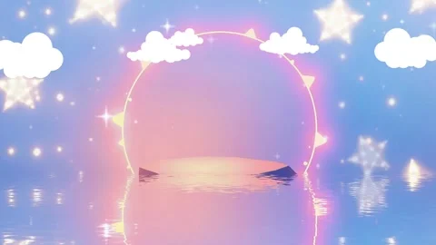 Glowing Circle on Water with Cloud: Platform On Water and A Lighted Glowing Cir Stock Footage 306505217