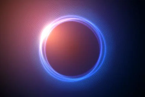 Glowing circles from dots with depth of field effect. Black hole, sphere, circle 스톡 일러스트