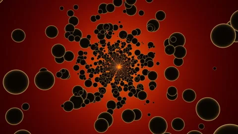 Glowing circles tunnel loop solar eclipse bubbles rings planets infinite space Stock Footage 240577972
