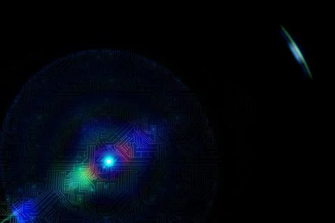 Glowing circuit board on black background Stock Illustration