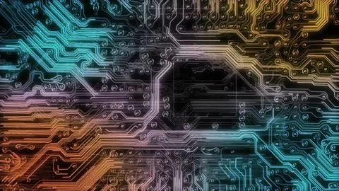 Glowing circuit board connections network data communication 스톡 일러스트