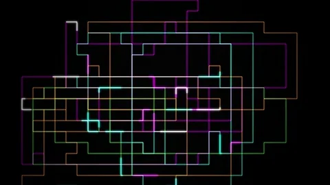 Glowing circuit board grid lines seamless loop motion background Stock Footage 345182854