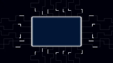 Glowing Circuit Chip Centered in Dark Background For Futuristic Tech Design Stock Footage 320133754