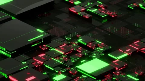Glowing Circuit Futuristic Tech Grid Loop Animation Stock Footage 314660861