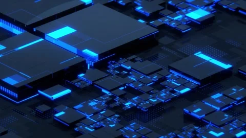 Glowing Circuit Futuristic Tech Grid Loop Animation Stock Footage 314660862